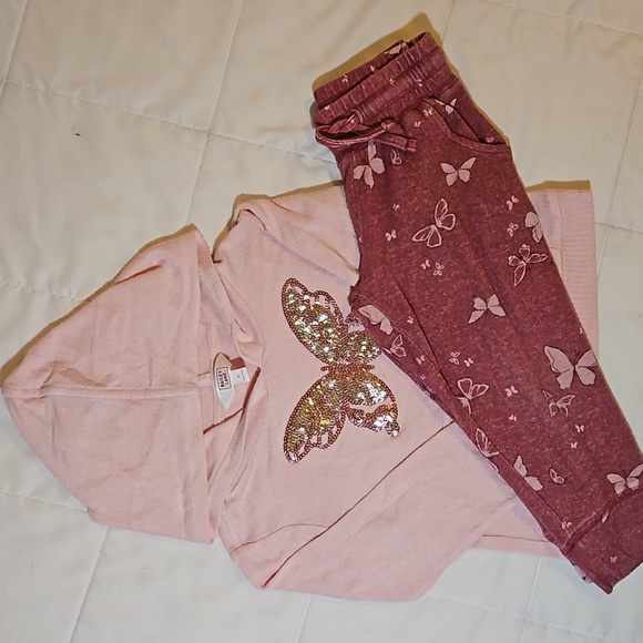 Bailey Lane Other - Girls 3T Bailey Lane Pink Hoodie with Maroon Sweatpants Butterflies T10